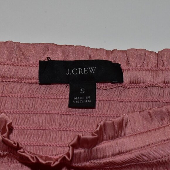 J. Crew Square Neck Pink Satin Smocked Blouse Top Size S - Picture 3 of 12